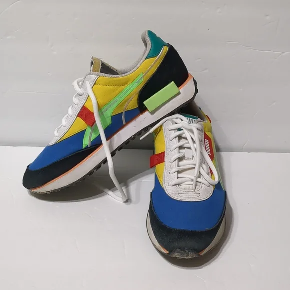 Puma Future Rider Twofold SD neon Shoes multicolor big boys 6.5c - Picture 2 of 10